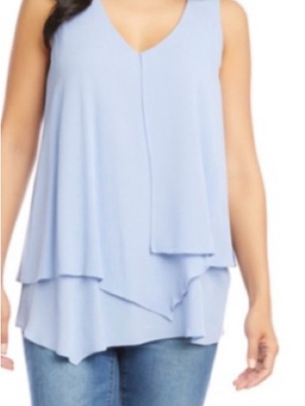 Karen Kane Light Blue Layered V-Neck Sleeveless Camisole